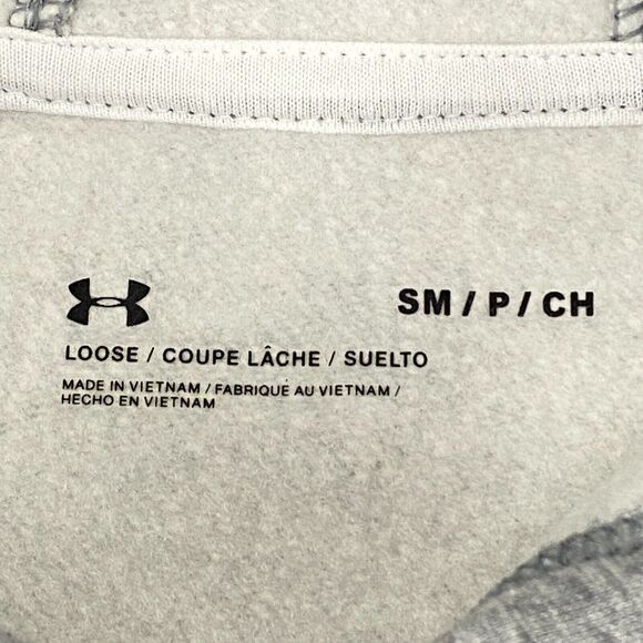 Under Armour Crop Hoodie Women's SM Heather Gray Fleece Lined Loose Fit Pullover - Picture 6 of 15